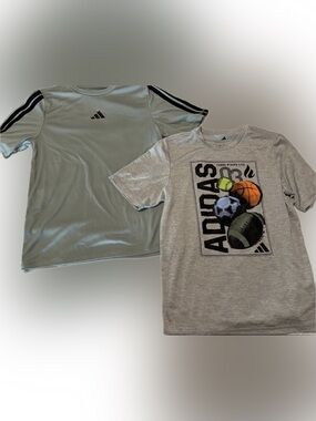 Boys Adidas Shirts, Set of 2, Grey & Green